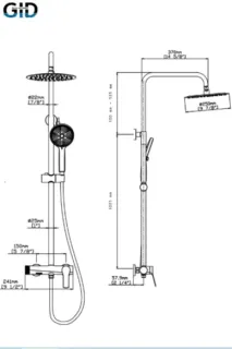 Душевая система Gid Edessa L070GMND3 вороненая сталь